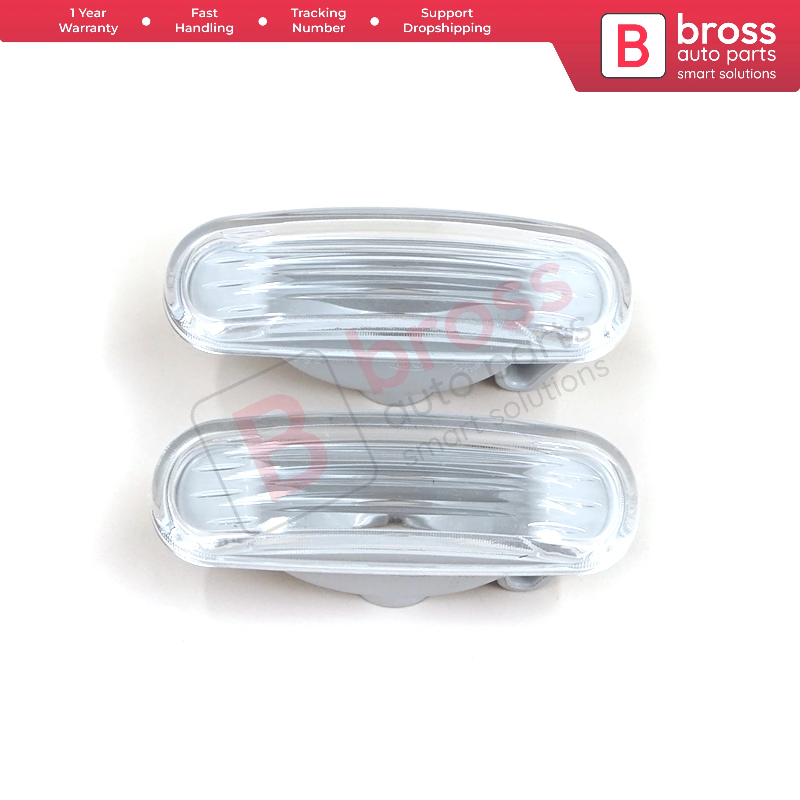 BSP1129-1 Side Flasher Indicator Repeater Lamp Signal Set White for 51942933 Bross Auto Parts Made In Turkey