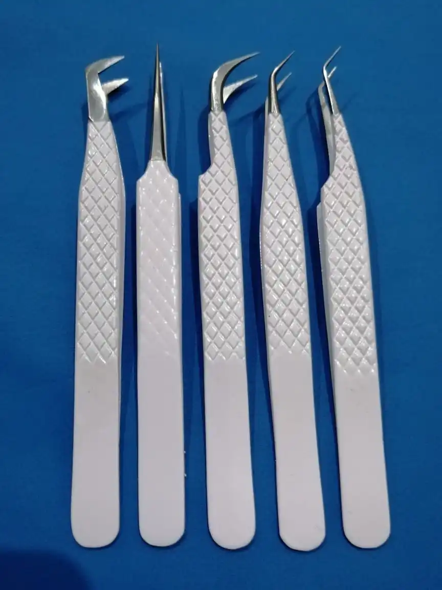 volume professional eyelash extension Wholesale High Quality Plastic white color tweezers from Pakistan