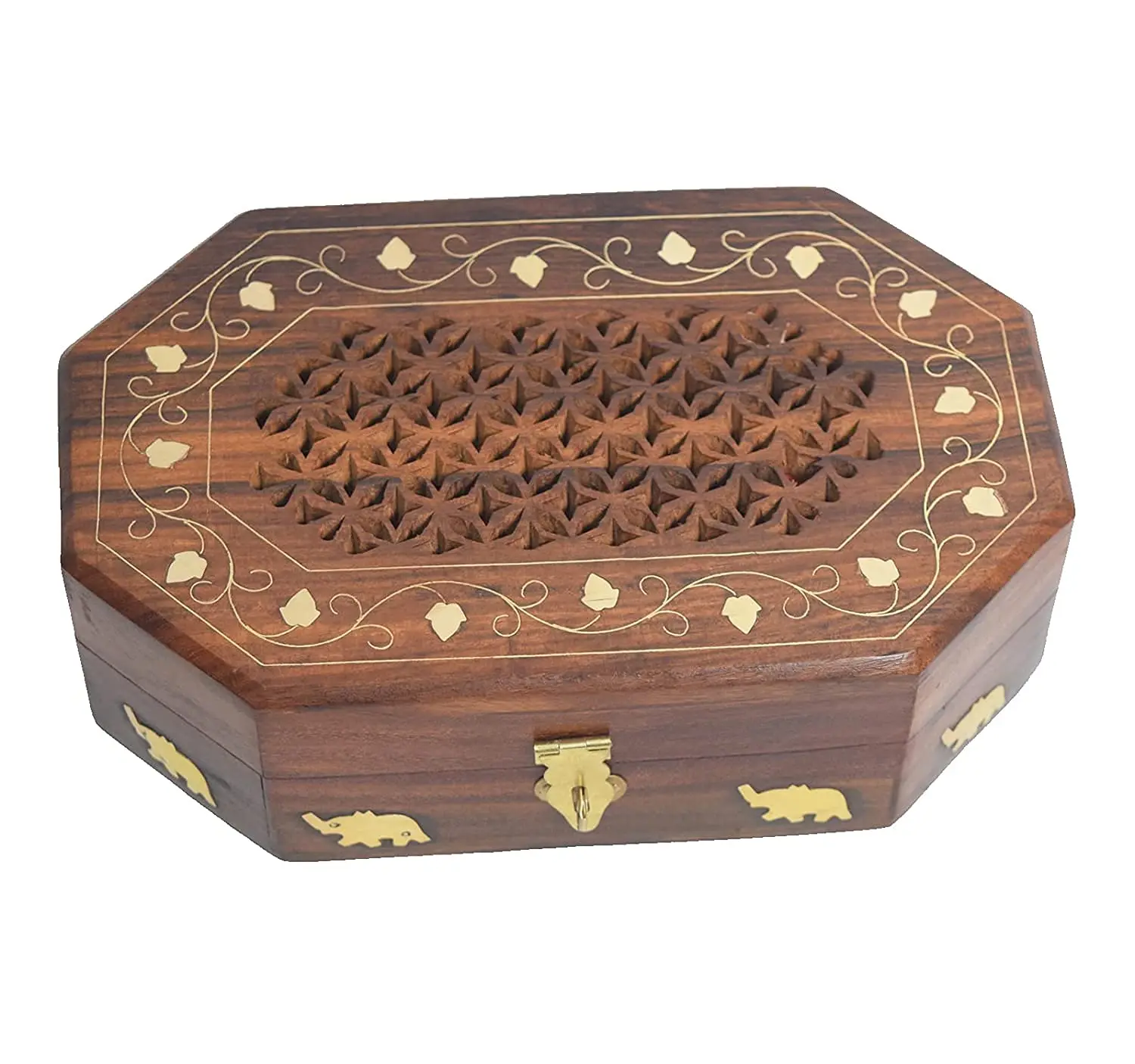 Wooden Jewellery Box for Women Jewel Organizer Hand Carved with Intricate Full Kashmiri Carvings Wood  Organizer Jewelry Box