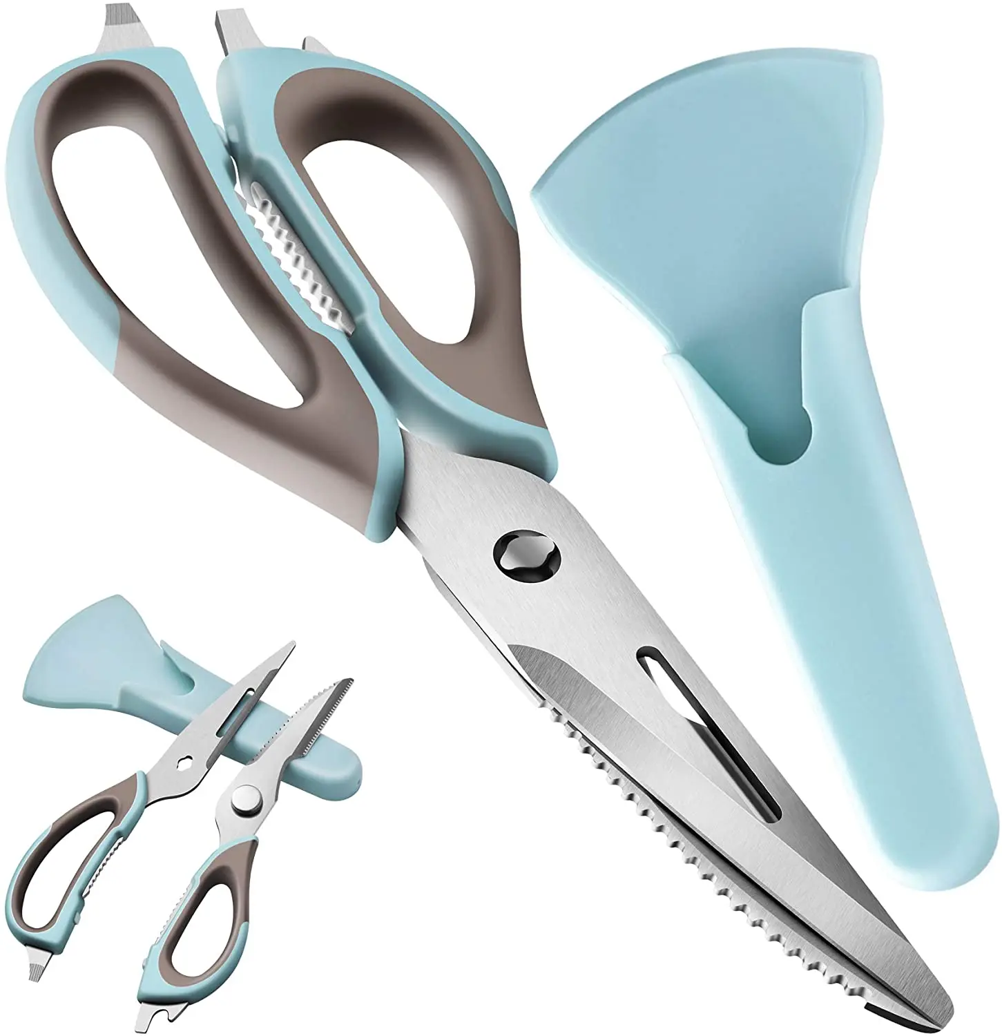 2023 New Arrivals Stainless Steel Household Scissors Multifunction Blue Kitchen Scissor Shears Vegetable Meat Scissors