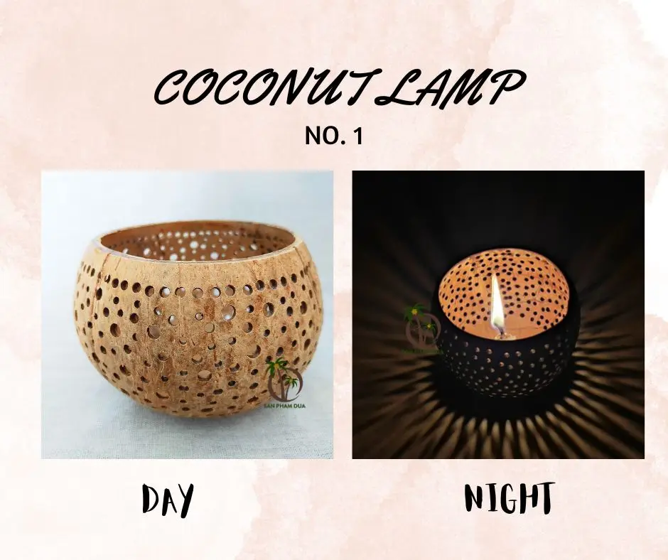 HANDICRAFT LAMP COCONUT SHELL LANTERN NATURAL CRAFT HANDMADE COCONUT SHELL LAMP GARDENING HOME DECORATION