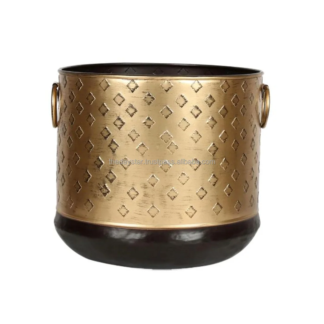 Premium Quality Customizable Metal Embossed Decorative White Planter Indoor/Outdoor Nursery Home Flower Pot for Garden Decor