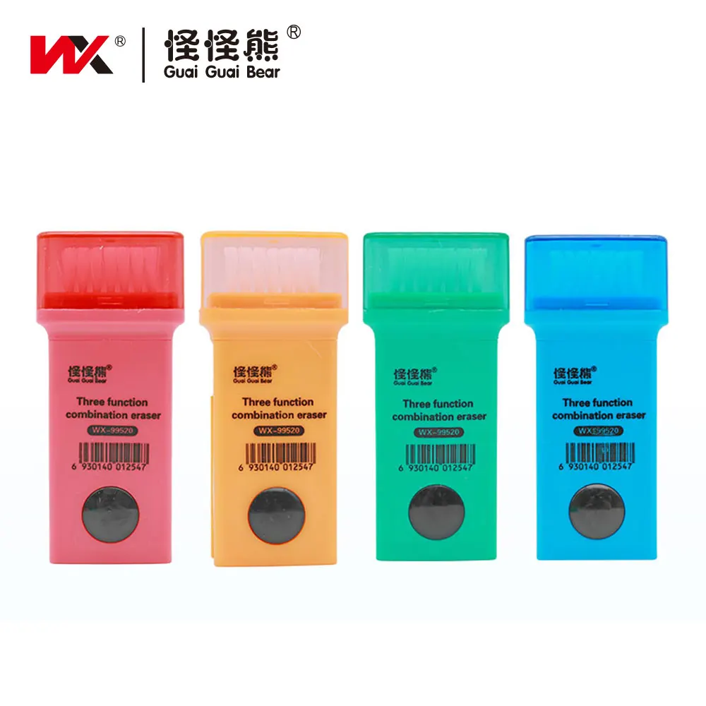 Factory stock fast delivery Brush eraser Pencil sharpener 3-in-1 eraser pencil sharpener rubber For School Student Stationery