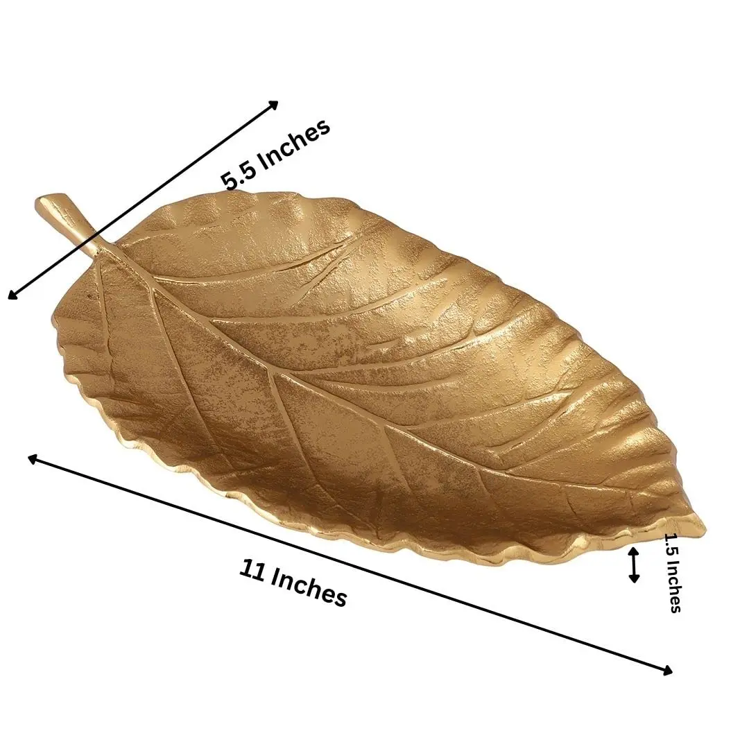 High Quality And Gold Shine Aluminium Leaf Decorative Serving Tray Platter & Decorative Tray for Center Table For