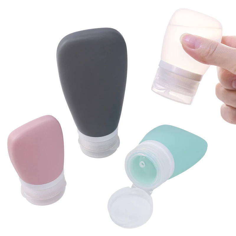 60/90ML Portable Leakproof Silicone Squeeze Shampoo Bottles Lotion Dispenser Refillable Toiletry Container Bottle Travel Set Kit