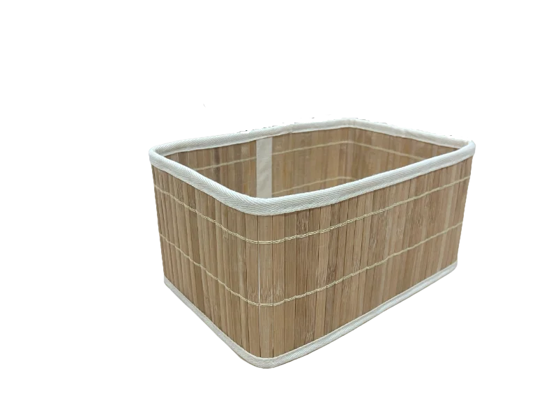 Cheap Wholesale Bamboo Round Shape Basket with lid and cotton rope handle, bamboo products