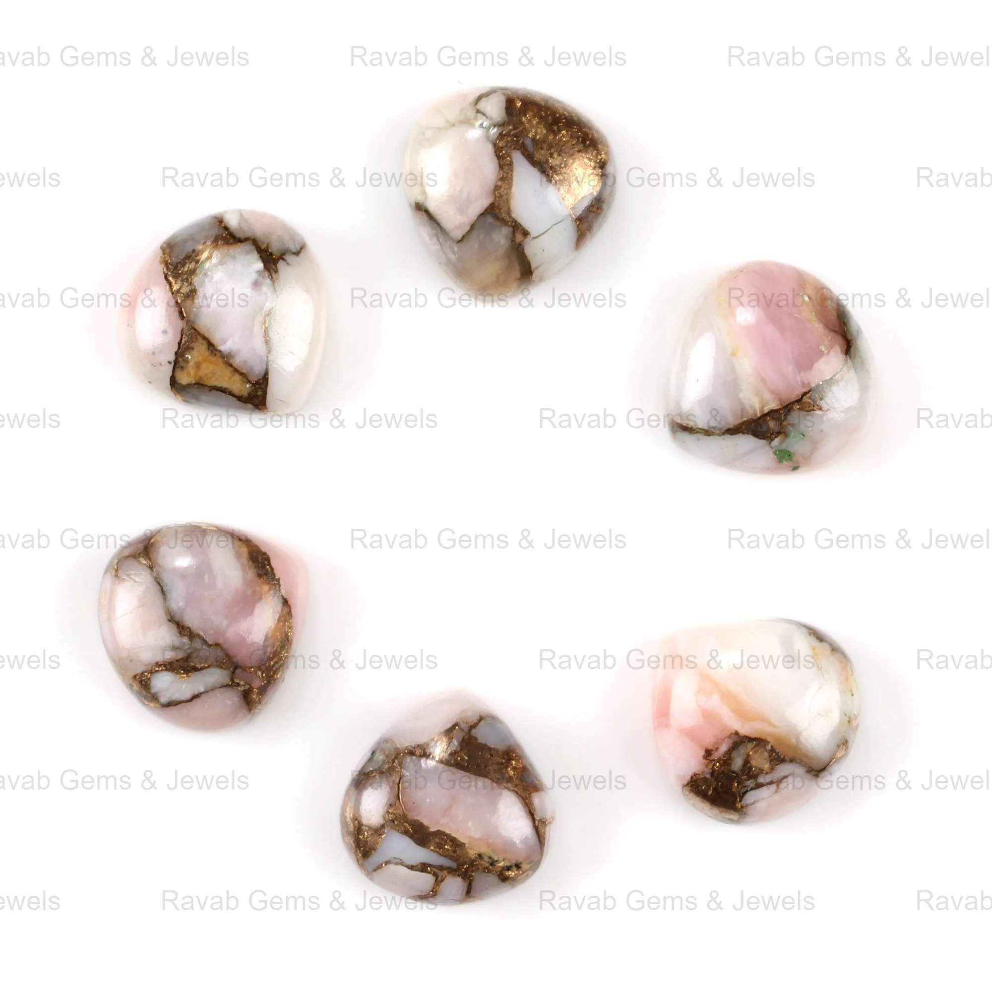 Высочайшее качество 14 мм в форме сердца кабошон с плоской задней частью натуральный Гладкий розовый опал медный композитный драгоценный камень ювелирные изделия из незакрепленных камней