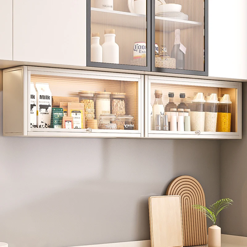 Household Kitchen Modern White Wall Mounted Hanging Door Opening Spice Organizer Rack Storage Cabinet