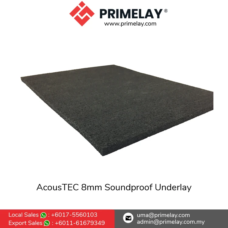 High Durability 8mm AcousTEC 8 Rubber Underlay Roll Modern Design Shock Absorber Soundproof Carpet Flooring Accessories Malaysia