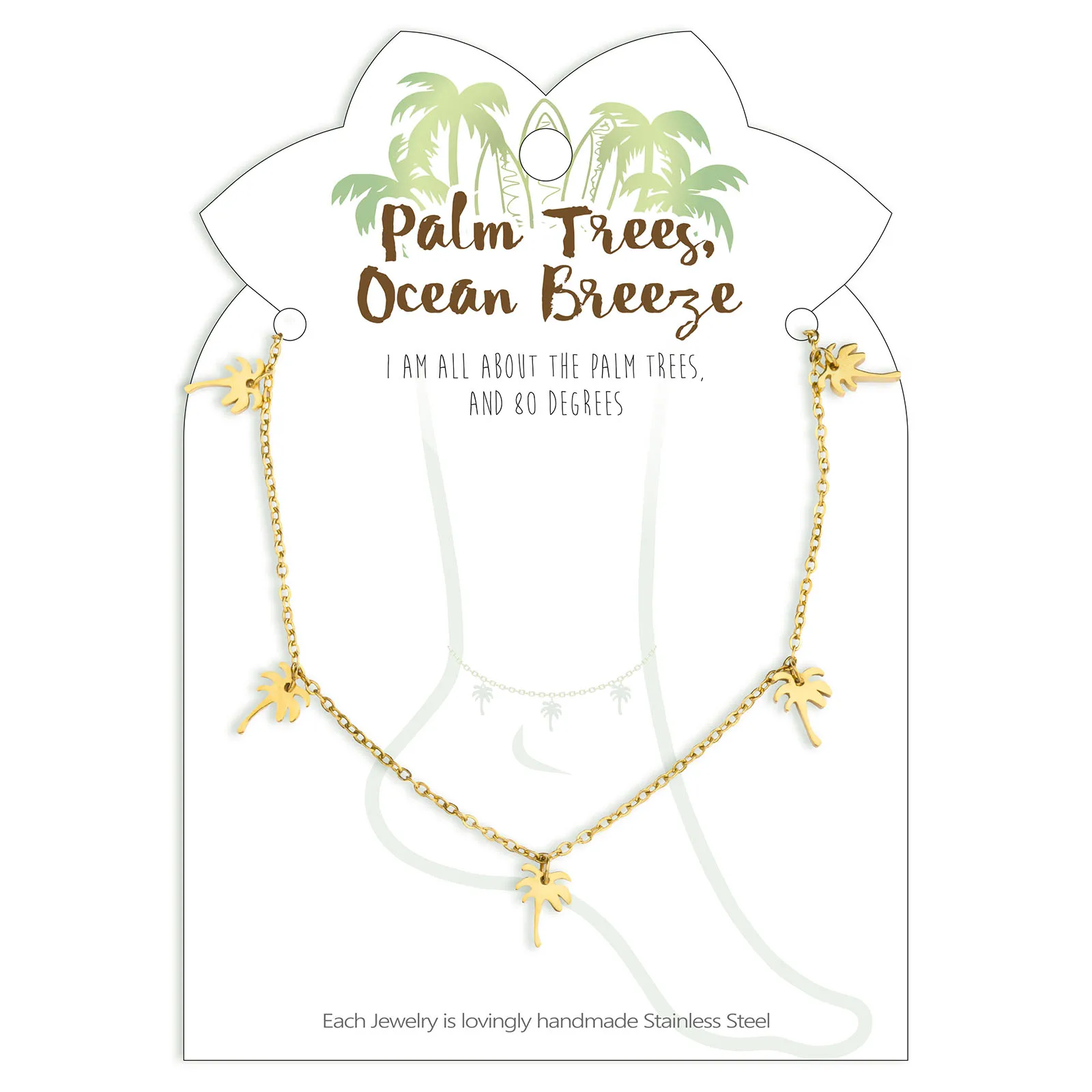 Gold Plated Beach Leaf Charm Anklet Bracelets Summer Boho Adjustable Foot Jewelry Palm Tree Charm Anklets for Women