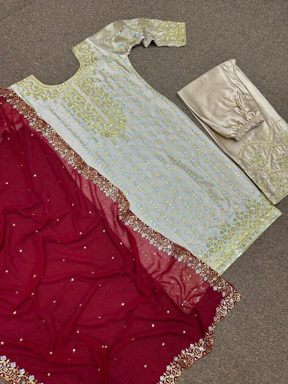 Новый дизайнерский индийский традиционный костюм из плотного шелка Devsena Salwar Kameez в этническом Пакистанском Стиле с длинными рукавами