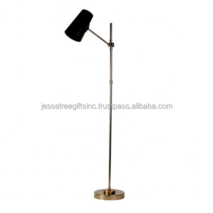 Metal Luxury Floor Lamp With Shiny Polish Finishing Square Base Best Quality Round Black Shade for Home Decoration