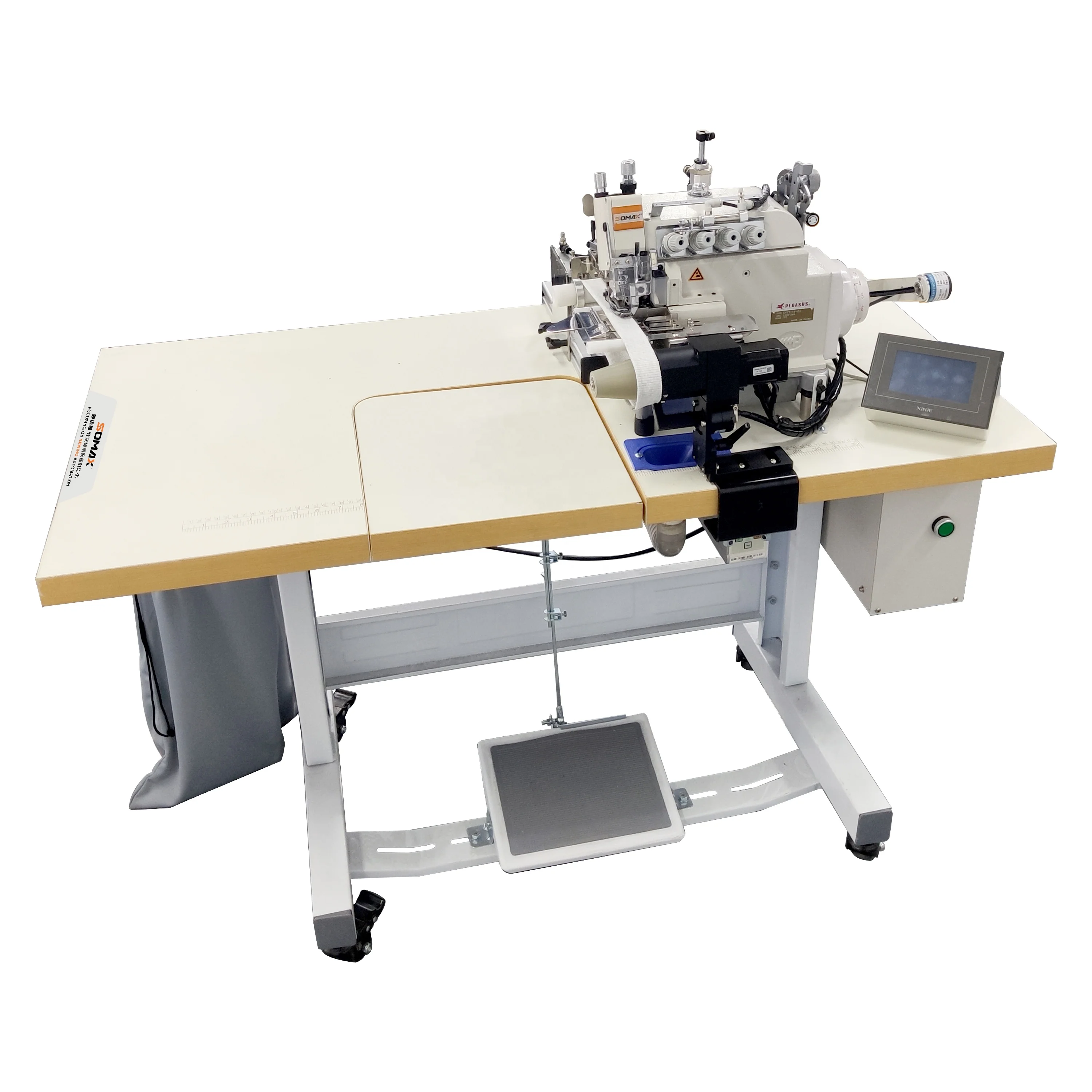 Easy operation fast SOMAX SM-01B soccer team uniform T-shirts Round Collar& Elastic Waistband Attaching Industrial Sew Machine