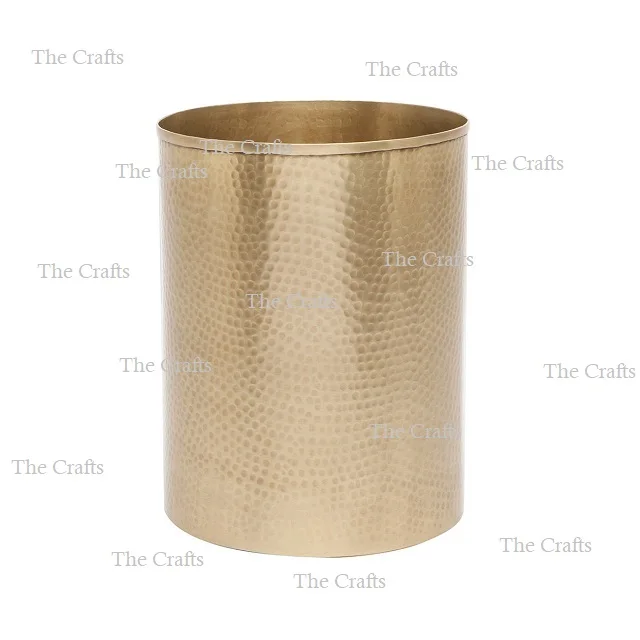 Metal Hammered Waste Bin With Highest Quality Gold Color Garbage Bin For Home Hotel And Restaurant Usage