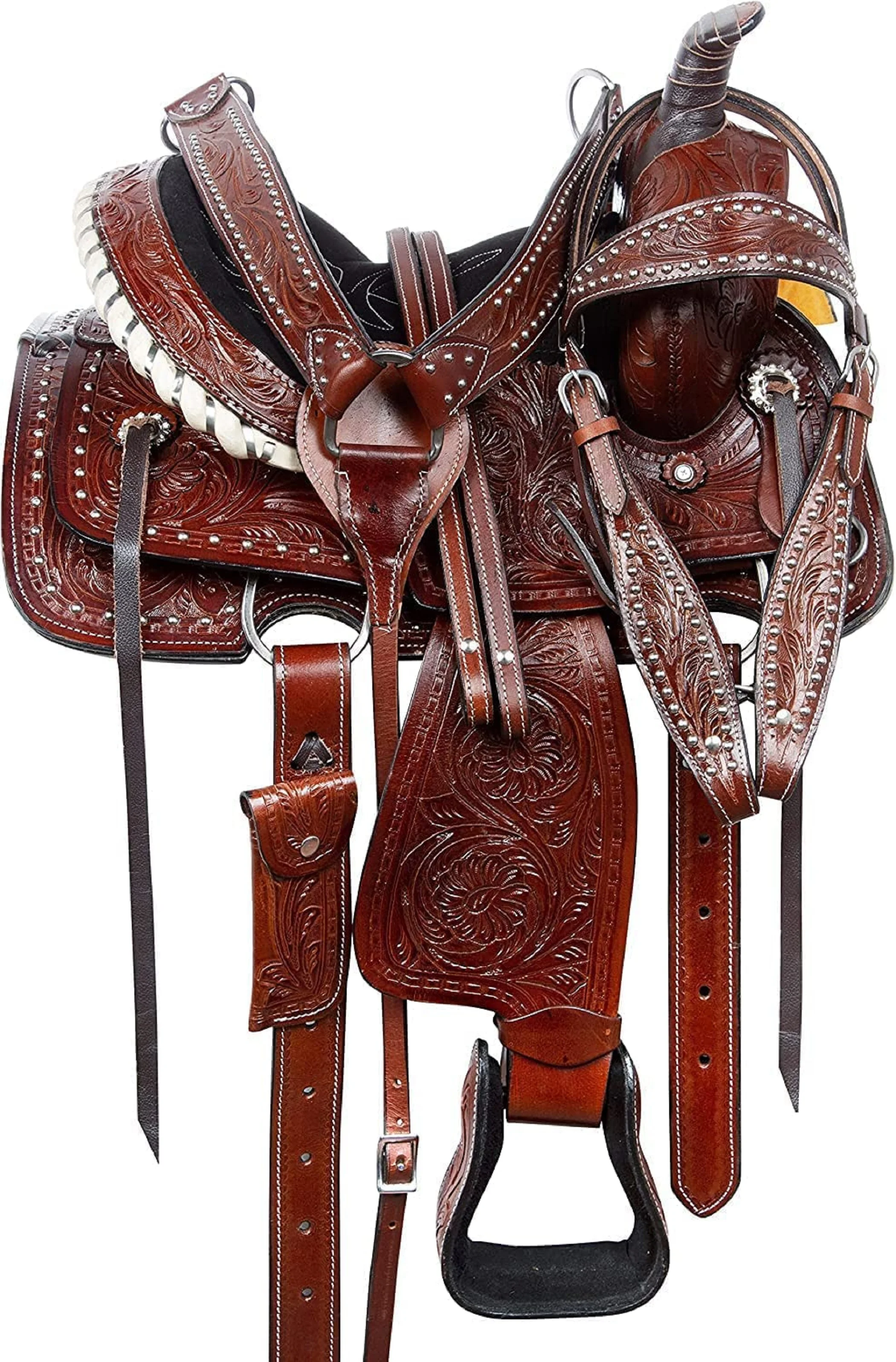 Premium Quality Western leather Horse Saddle With Matching Horse Tack Set Genuine Leather Barrel Saddle English Racing Saddle