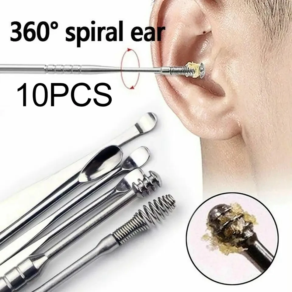 9 Pieces Premium Quality Ear Cleaner For Wax Pickers Earpick Wax Remover Curette Ear Pick Cleaner Kit Spoon Care Ear Clean Tools