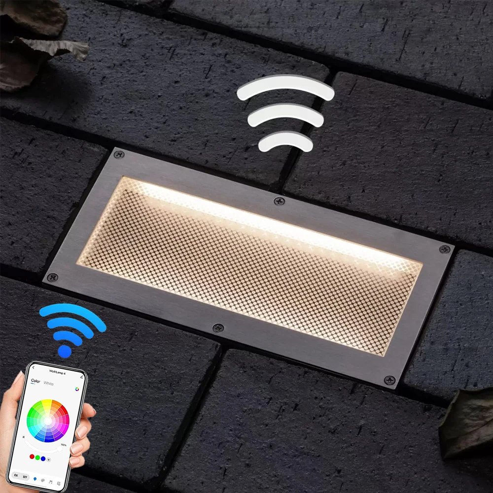 Solar APP control outdoor waterproof IP67 park garden underground lamp embedded buried light rectangular led lighted floor tiles