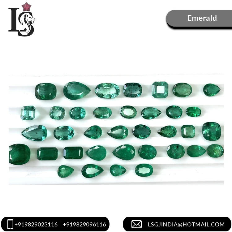 100% Natural Zambian Emerald Cut Loose Gemstone all calibrated size for Jewlery at Affordable Price