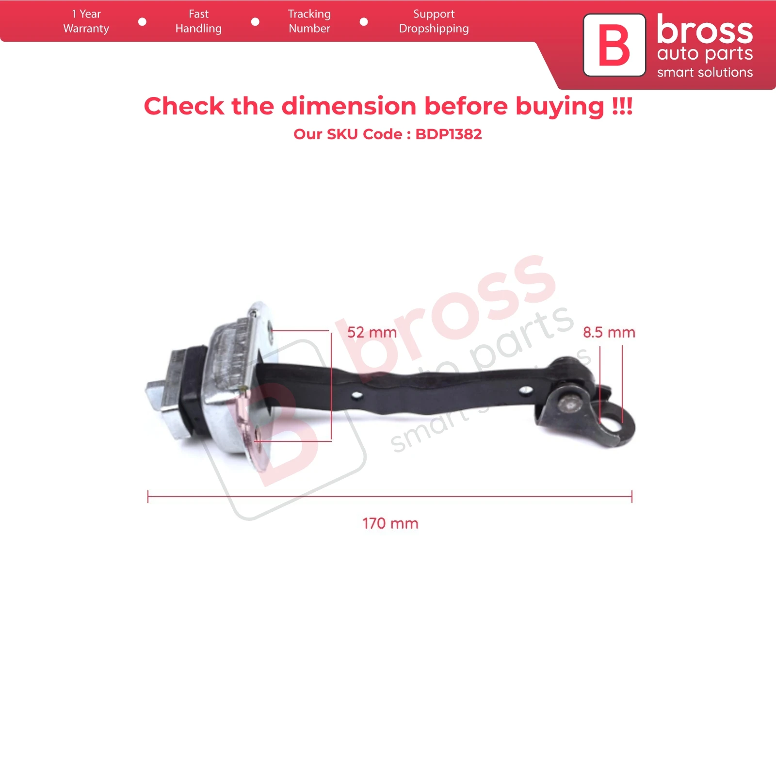 BDP1382   Front Door Stop Check Assy Limiter Strap for Toyota Camry MK6 V5 XV50 XV55 2011-2019 6861033091