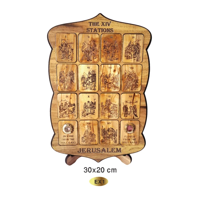 Home blessing-Olive wood god bless our home wall hanging plaque with Jesus carrying his cross