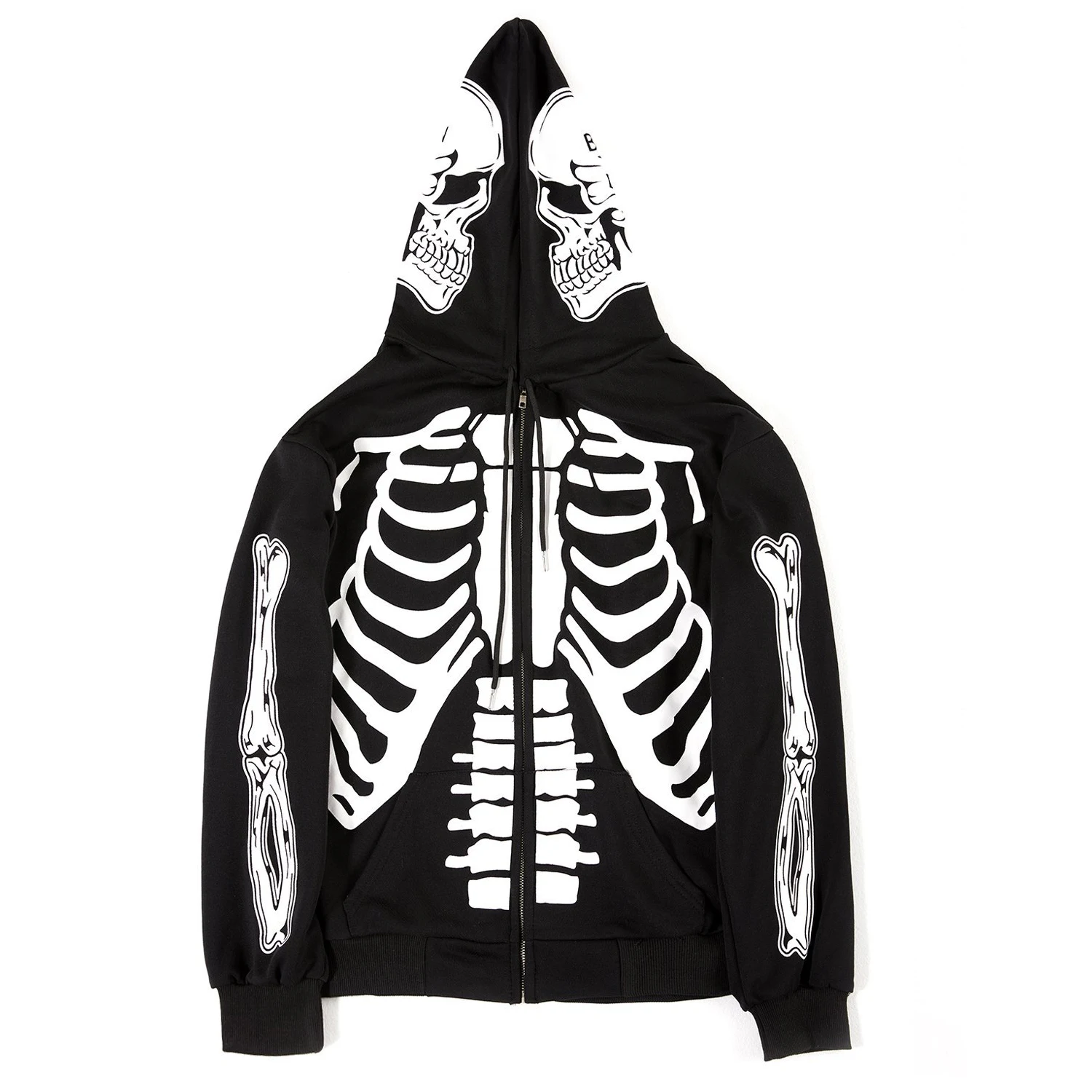 new arrival skull all over print custom designs premium zip up cotton hoodies