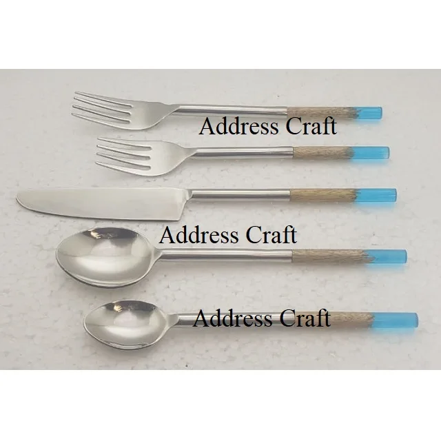 Affordable Price Stainless Steel Flatware Set With Wicker Handle Customized Engraved Logo 6 Pcs Cutlery Set Dinner Set Tabletop