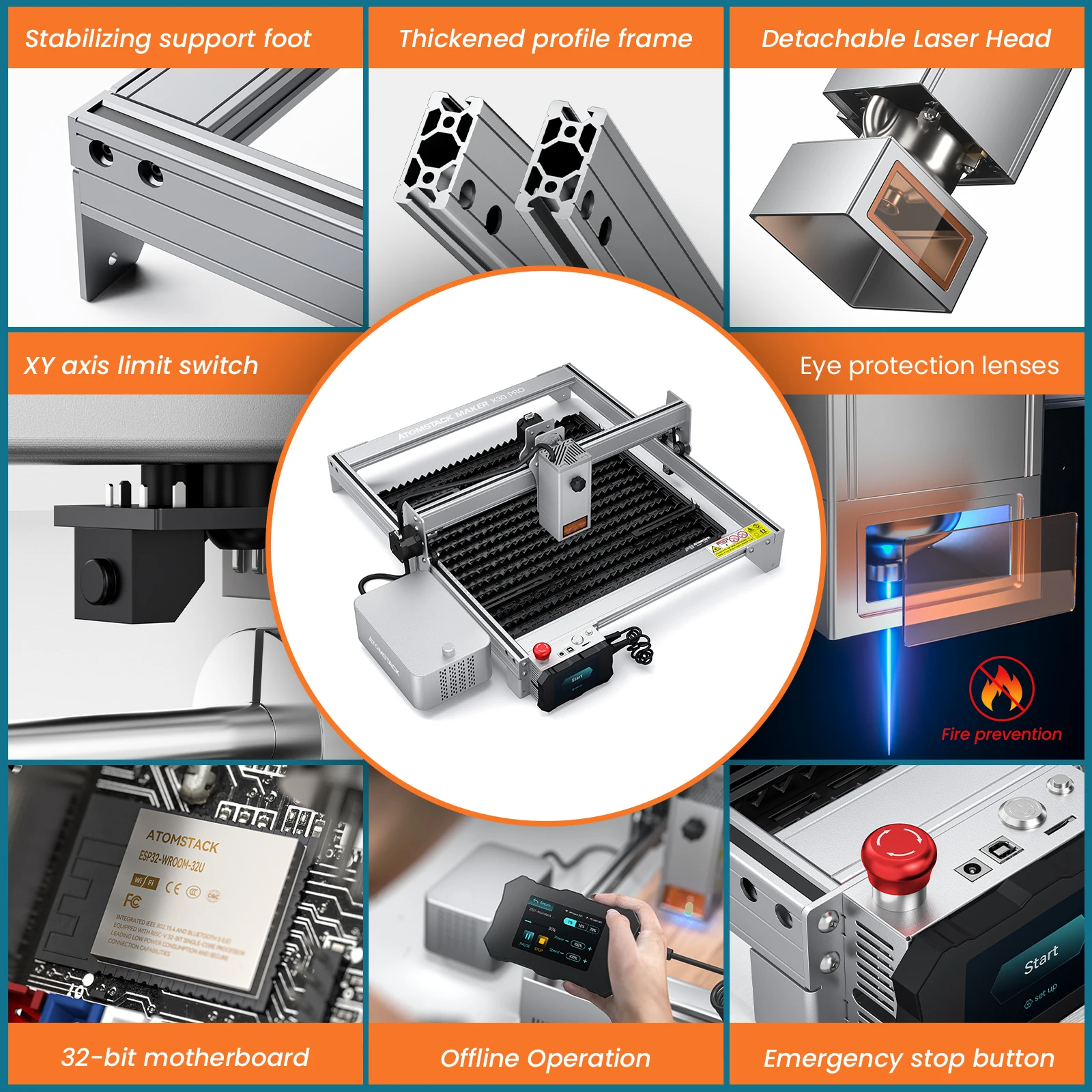 Atomstack Latest 160w 6 Cores X30 Pro 30w High Output Laser Cutter and High-precision Engraving Machines for Metal
