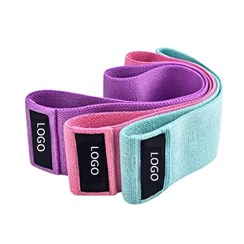 Wholesale Custom Logo Print Fabric Fitness Exercise Booty Hip Band Set Workout Loop Resistance Bands