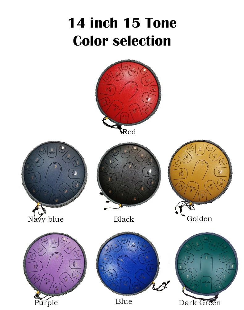 14inch 15Notes Steel Tongue drum percussion-instrument Handpan with carrying and mallets