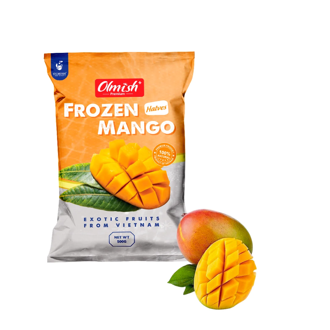 High quality IQF Frozen mango halves from Vietnam manufacturer Shelf Life 24 months  Certification HACCP