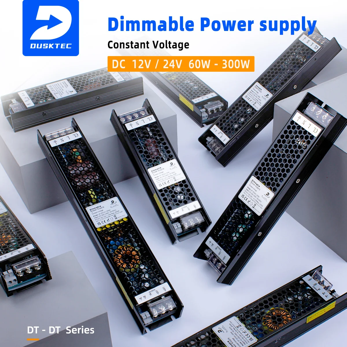 DUSKTEC Linear 60-300 Watt AC Input 220 230 240 Volt to Output 12V 24VDC Variable Dimming Dimmable Switching Power Supply