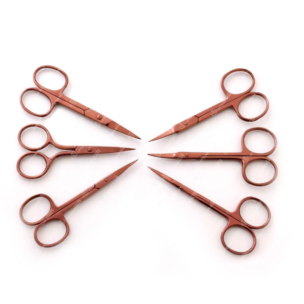 Pointed Tip Rainbow Color Eyebrow Scissor Makeup Eyelash Trimmer Nose Facial Hair Remover Manicure Tools Custom Logo