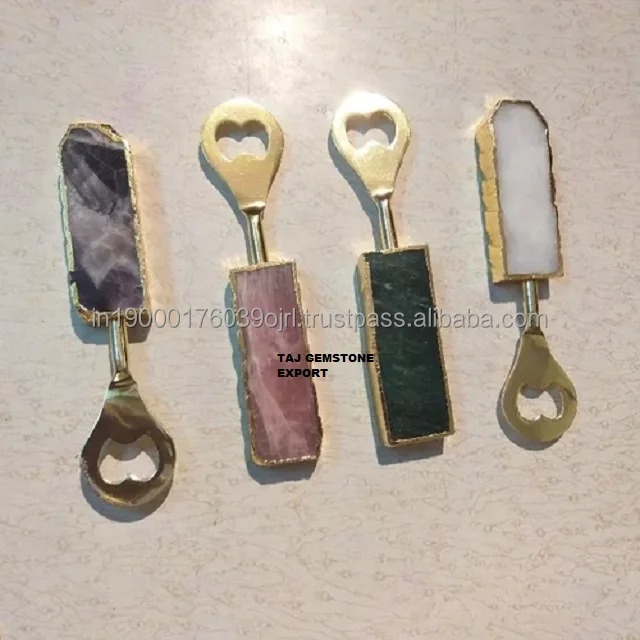 cheap factory price crystals natural agate stone blue onyx stone dinner gemstone spoon set for sale