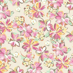 Pearl Pink Large Flowers Printed Poly Moroccan Fabric for Wholesale - Style P-2774-754