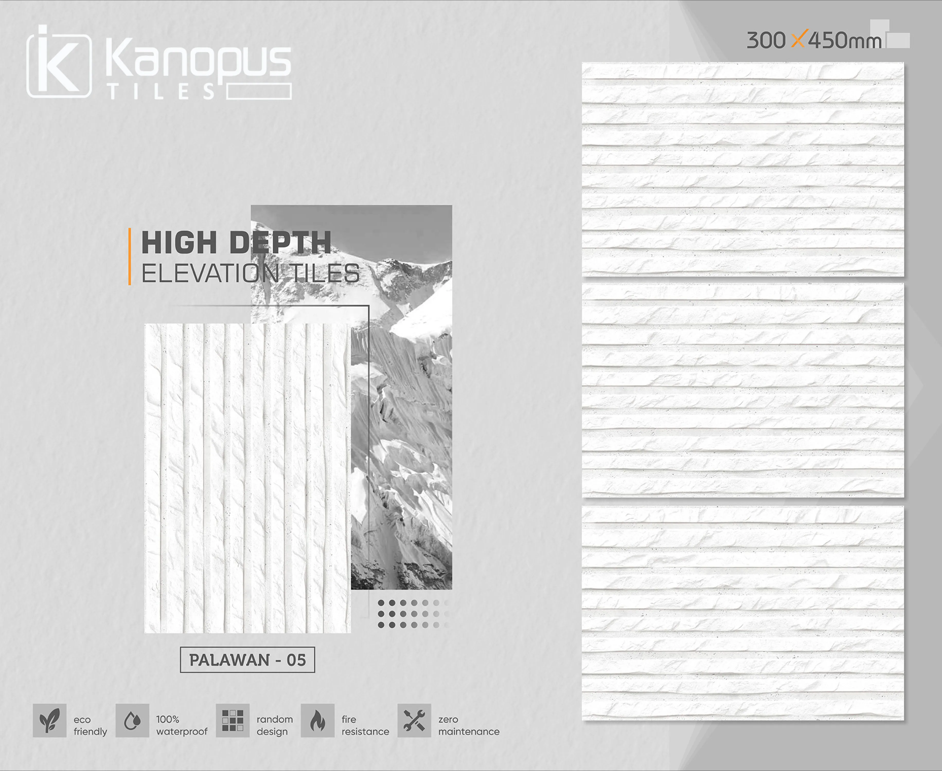 Hot selling modern elevation tiles matte finish 300x450 mm digital glazed wall tiles from kanopus tiles