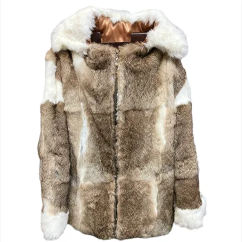 Real Rabbit Fur Jacket For Men With Collar