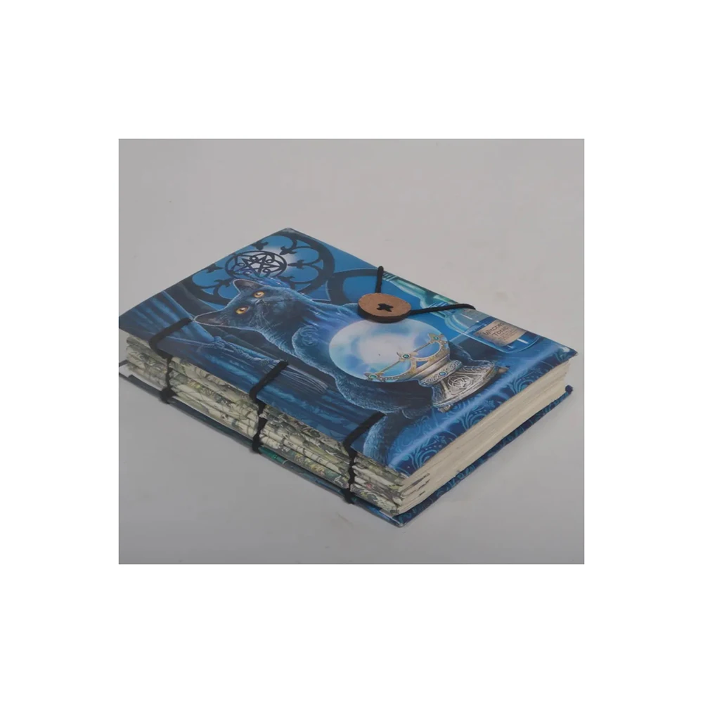 New Cat Printed Vintage Journal With Decor Book Of Shadows Goddess Witchcraft Spell Of Shadows Leather Journal