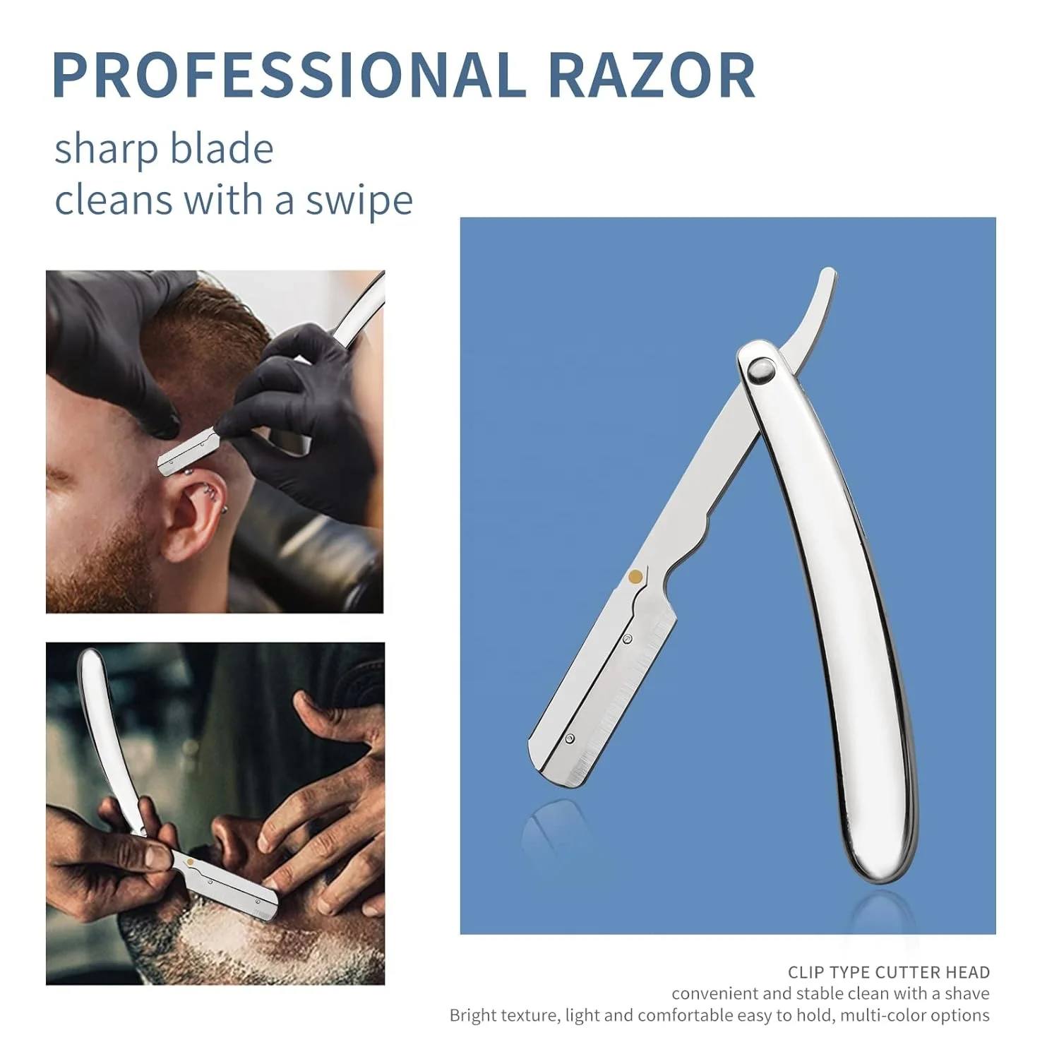 Barber Straight Razor Professional Cut throat Premium Quality Plastic Handle Shaving Razor 10 Double Edge Blades Kit