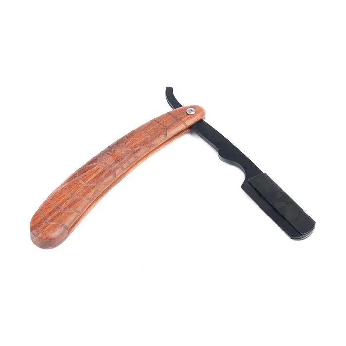Hot Selling Brand New Folding Shaving Knife Wood Handle Stainless Steel Straight Razor Blades Barber