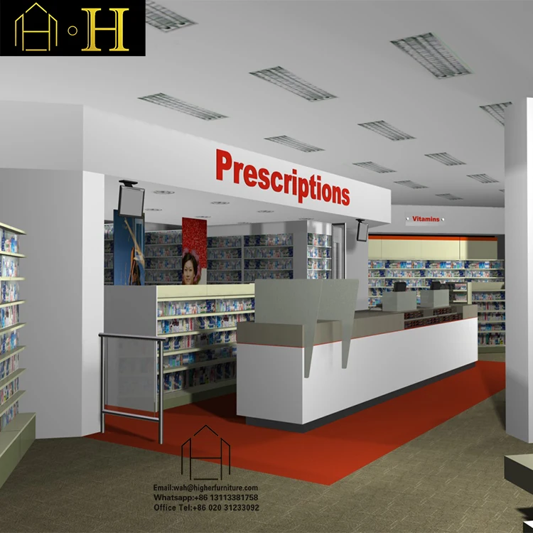 Factory Customized Medicine Furniture Pharmacy Cabinet Laminate Pharmacy Shelves For Pharmacy Shop Interior Design