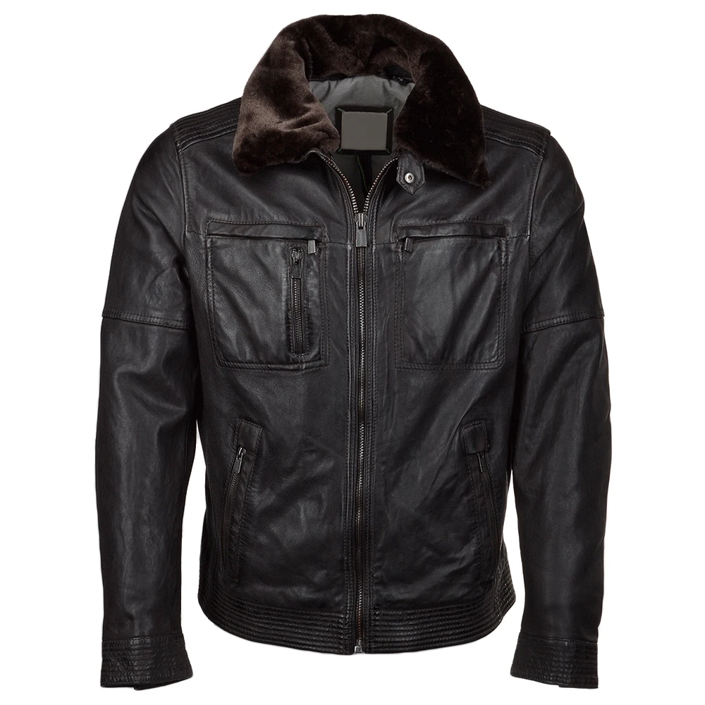 Factory price Faux Fur Men Winter Thickening Warm Jaket Turn Down Collar Black Brown Motorcycle Leather Jackets