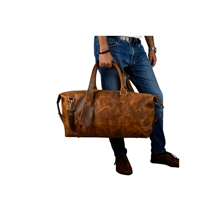 Duffle Bag Women Premium Leather Cabin Size Unisex Leather Travel Duffle Bag For Sale At Best Price