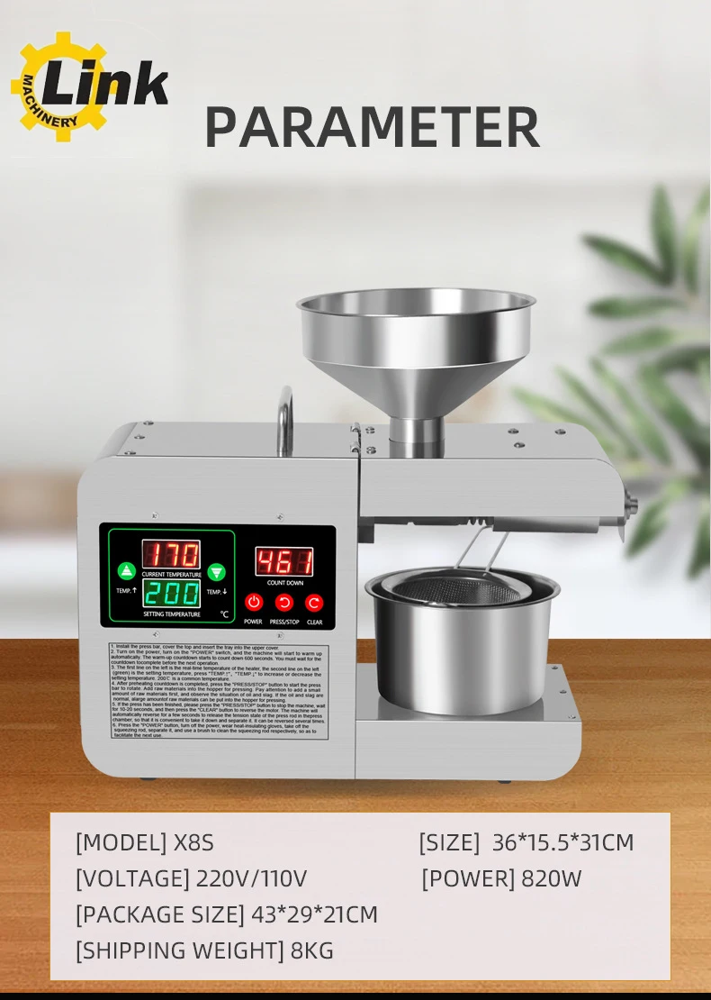 Food grade stainless steel 304 peanut Nut Seeds Linseeds Expeller Automatic Oil Press Machine Oil Press Extractor