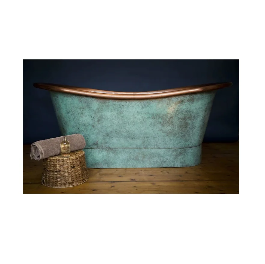 Top quality copper bathtub with inside nickel coating shiny surface copper bathtub for home and hotel manufacturer from India
