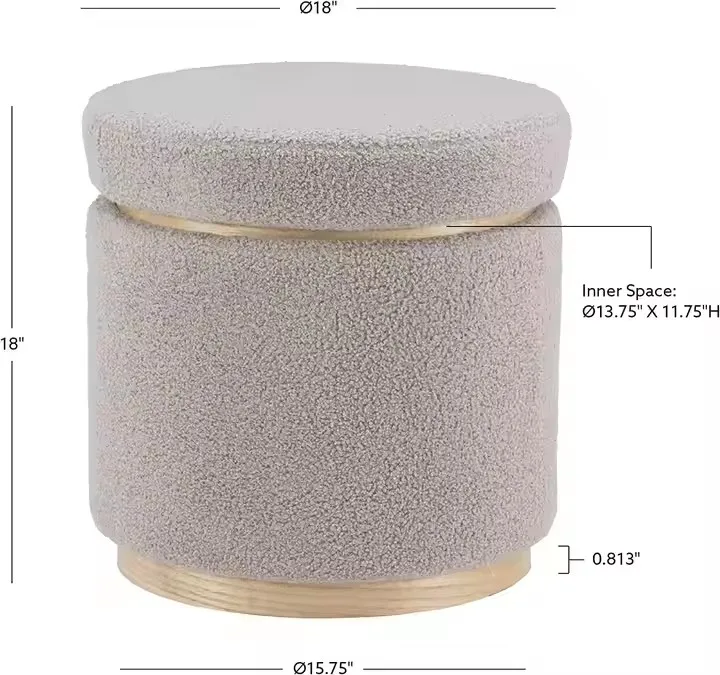 Modern Decorative Round Storage Footstool Ottoman With Storage Sherpa Round Storage Ottoman