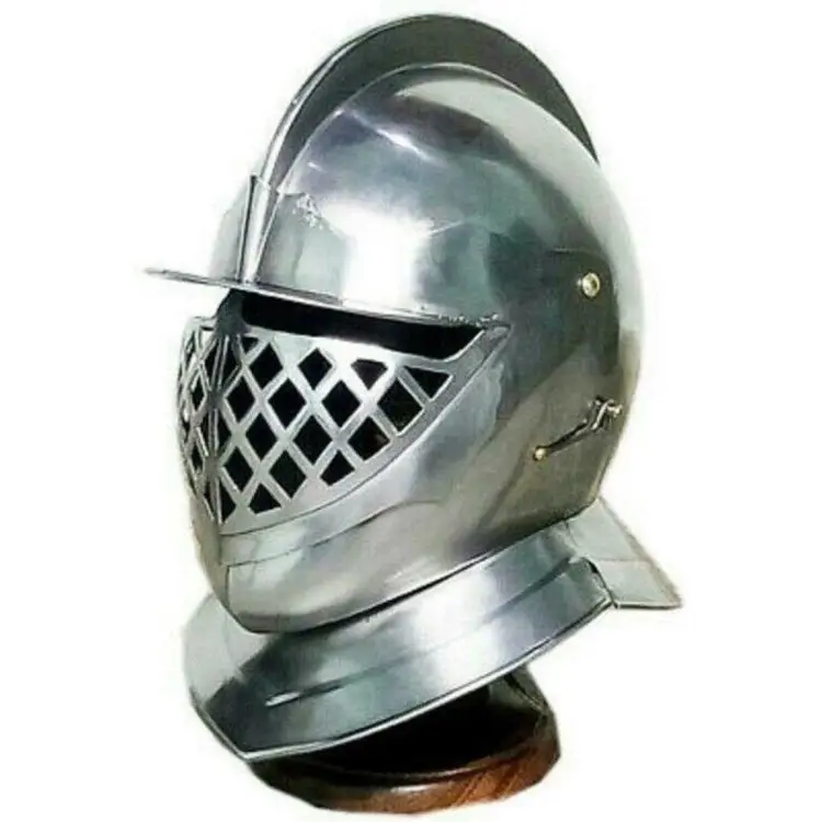 Embrace Medieval Majesty: Beautifully Handcrafted Antique-Style Steel and Brass Knight Helmets Await.