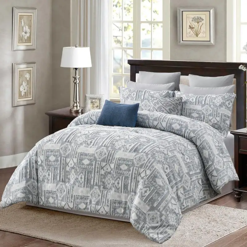 Customizable   Bedding Set Modern Full Size Cotton with Jacquard Stripes Matching Pillow Shams Quilt Cover