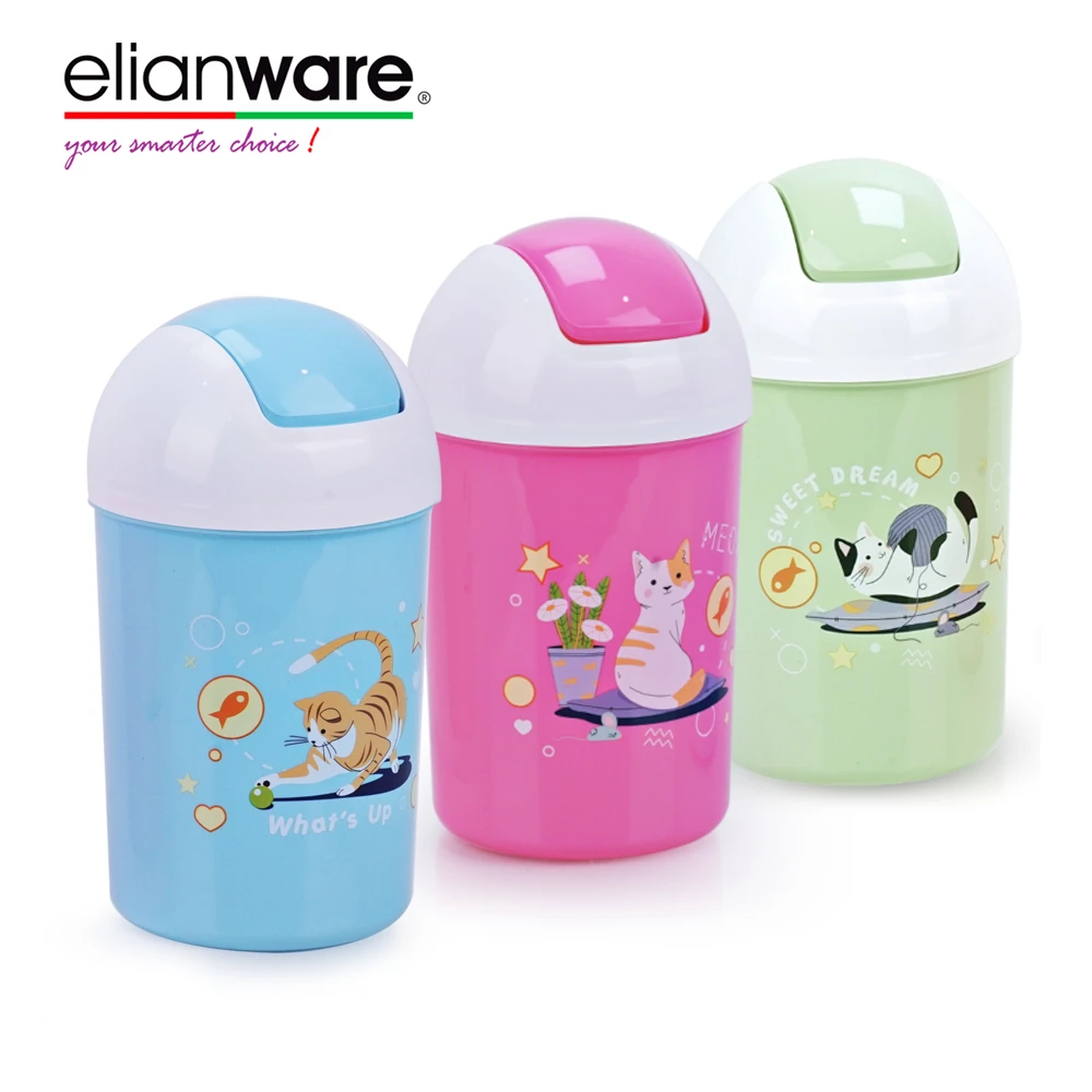 Elianware Office Usage Hand Swing Pedal  Rolling Cover Rubbish Bin Trash Bin Waste Bin Dustbin