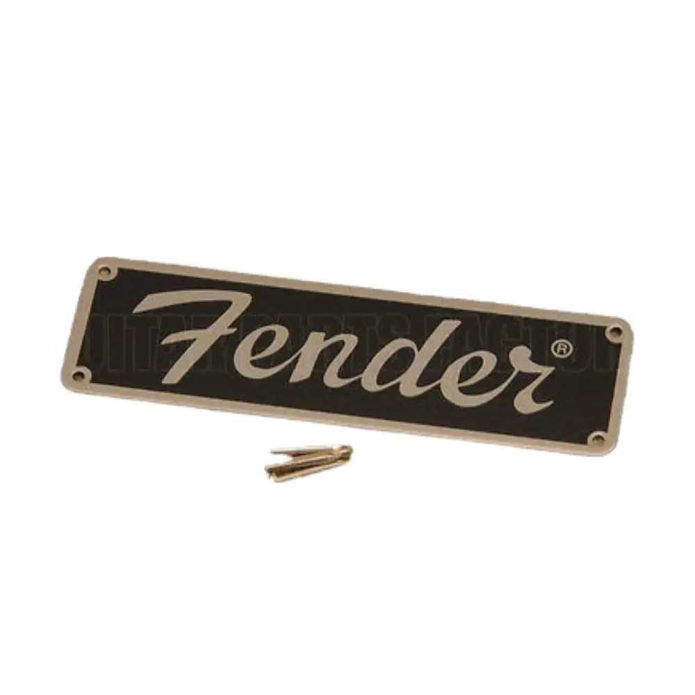 custom instrument company metal logo aluminum brass nameplate guitar case badge