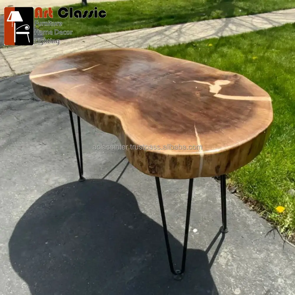 Banjar Resin Coffee table with glowing resin made of exotic suar wood iron leg coffee Tables Sets